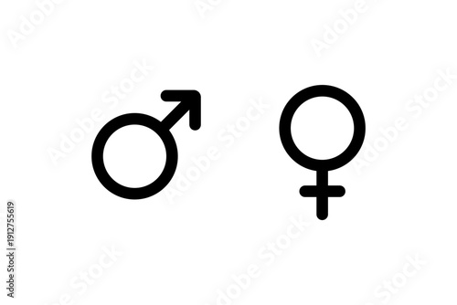 Male and female gender symbols on white background.