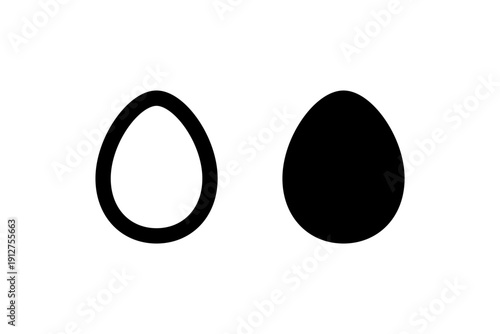 Black and white egg shapes on a plain background.
