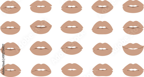 Seamless Minimalist Nude Lips Vector Pattern: Repeating Aesthetic Mouth Illustration for Beauty, Fashion, Makeup Branding, Dermatology, and Cosmetic Background Design