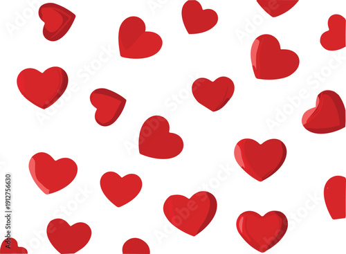 Seamless red heart pattern with hand drawn romantic love shapes modern cute vector background design
