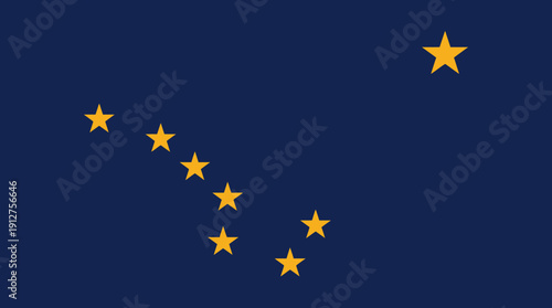 Alaska State Flag Vector – Navy Blue Banner Featuring Big Dipper and North Star in Gold for Regional Identity, Education, and Patriotic Design Projects