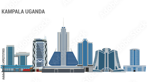 Explore the vibrant and dynamic skyline of Kampala, showcasing the architectural beauty and modern development of Uganda’s capital. Ideal for travel, business, and urban art projects.