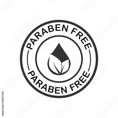 Paraben free cosmetic product label with leaf logo