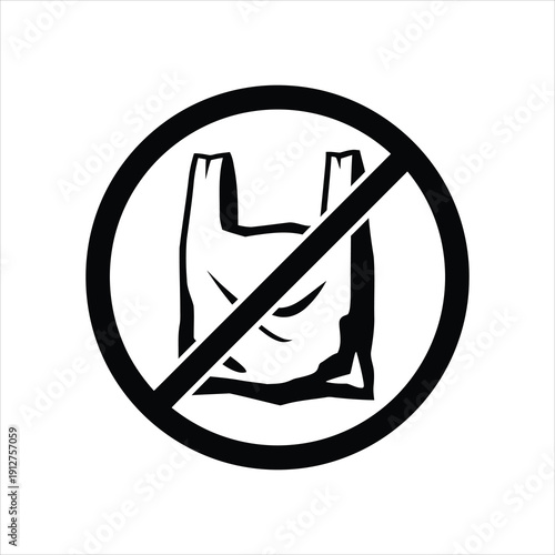 Symbol indicating the prohibition of plastic bags to protect the environment and reduce pollution.