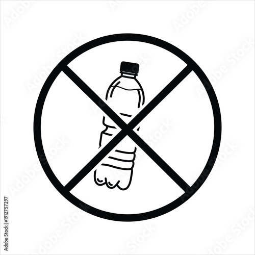 Sign indicating that plastic water bottles are prohibited in this area or establishment.