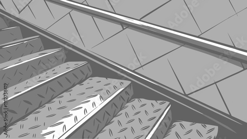 Aerial view of a large, modern, empty parking lot with multiple levels and ramps