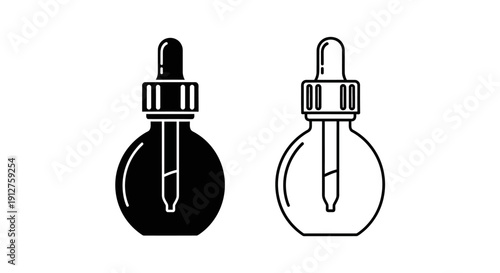 Black and white dropper bottles icon set for medical and lab use Vector