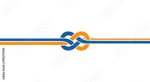 Abstract Blue and Orange Interwoven Lines Forming an Infinity Knot Symbol. Partnership, Connection, and Collaboration Vector Logo.
