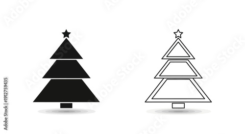 Minimalist christmas tree icon set, vector illustration for holidays Vector