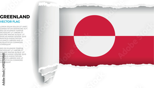 Flag of GreenlandFlag revealed through torn paper rolled up on a transparent background