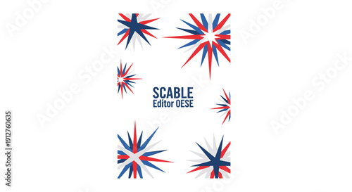 Red, white, and blue starburst shapes with SCABLE Editor logo on transparent background