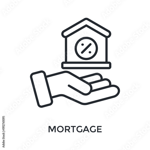 Mortgage Icon Outline Style. Vector Illustration For Graphic Design