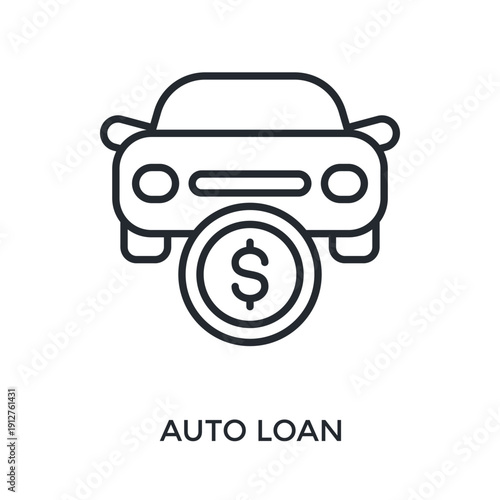 Auto Loan Icon Outline Style. Vector Illustration For Graphic Design