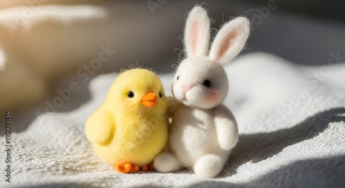 Wallpaper Mural Felt Easter Bunny and Chick Together Torontodigital.ca