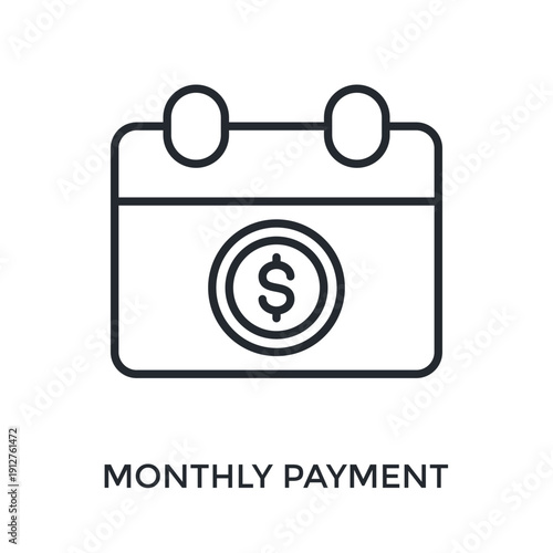Monthly Payment Icon Outline Style. Vector Illustration For Graphic Design