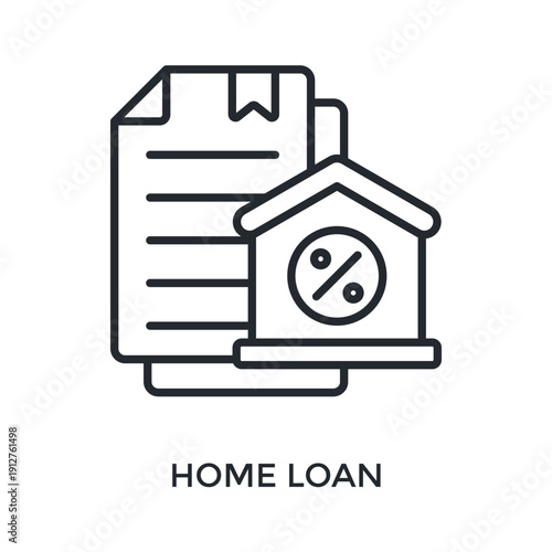 Home Loan Icon Outline Style. Vector Illustration For Graphic Design