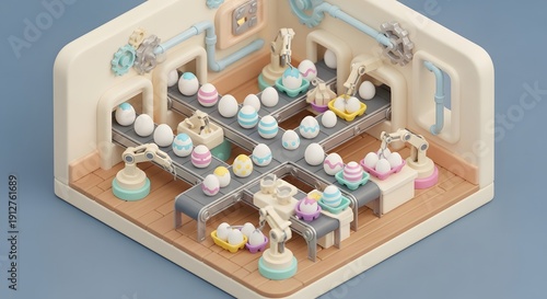 Wallpaper Mural Miniature Egg Factory with Robotic Arms Torontodigital.ca