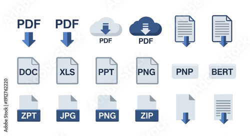 File Download Icons: PDF, DOC, XLS, PPT, PNG, JPG, ZIP