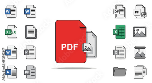File Format Icons: PDF, Word, Excel, Image Files