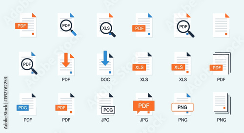 File Format Icons: PDF, XLS, DOC, JPG, PNG