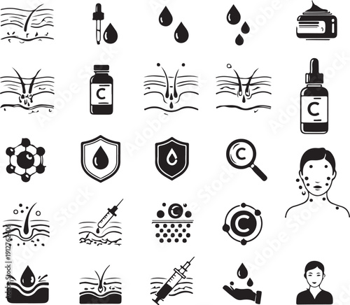 Skincare and Dermatology Line Icons Set
