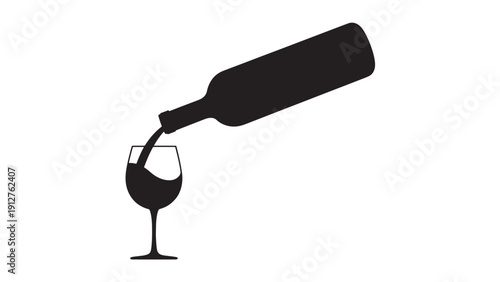 Wine Pouring Bottle Vector Minimalist Celebration Icon