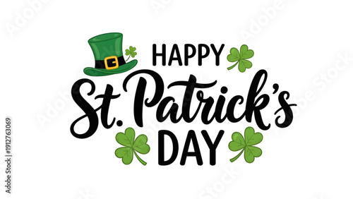 Stunning St. Patrick's Day greeting with shamrocks and hat