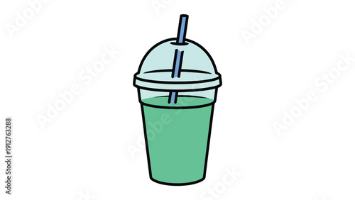 Green Smoothie Drink Vector Flat Illustration Refreshing Beverage