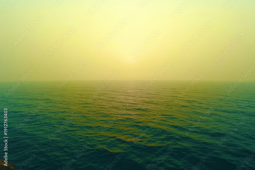 Obraz premium The ocean is calm and the sky is a beautiful shade of yellow