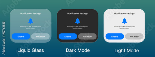 Editable vector notification pop up UI design with liquid glass style