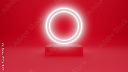 White Neon Light Product Background, Red Color, 4K Video Looping