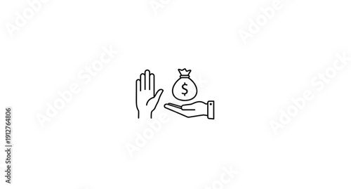 Stop corruption line icon. No money laundering and fraud symbol