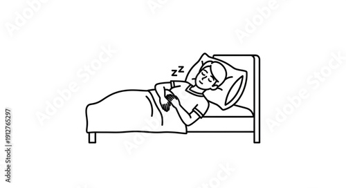 Person sleeping in bed holding a smartphone.