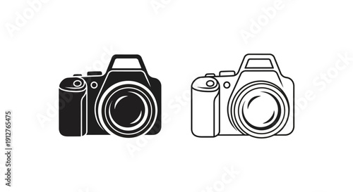 Black and white camera icons, camera, photography, digital camera, camera icon, camera symbol, Vector