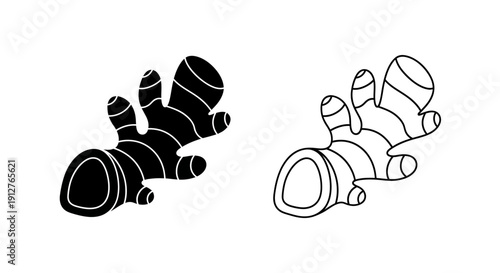 Two octopus illustrations, black and white, cartoon style, vector art, digital drawing Vector