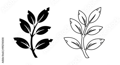Two different types of leaf line art designs Vector