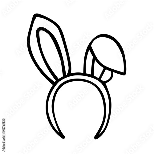 Headband with bunny ears doodle vector illustration isolated on white