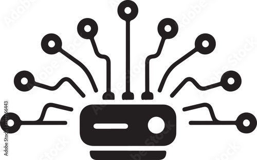 Black and white of a computer chip with connected circuits technology electronics