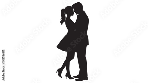 Romantic Couple Silhouette Vector Love Minimalist Art