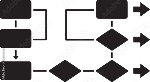 Black flowchart diagram with rectangles and diamonds on white background