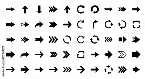 Arrow icons set, vector collection of direction pointers and navigation symbols