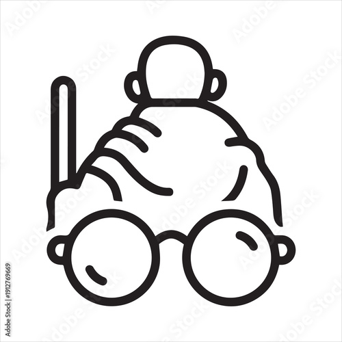 Black line icon for gandhi Jayanti