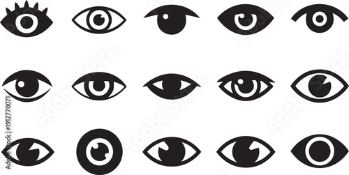 Black and white stylized eyes in grid vision sight