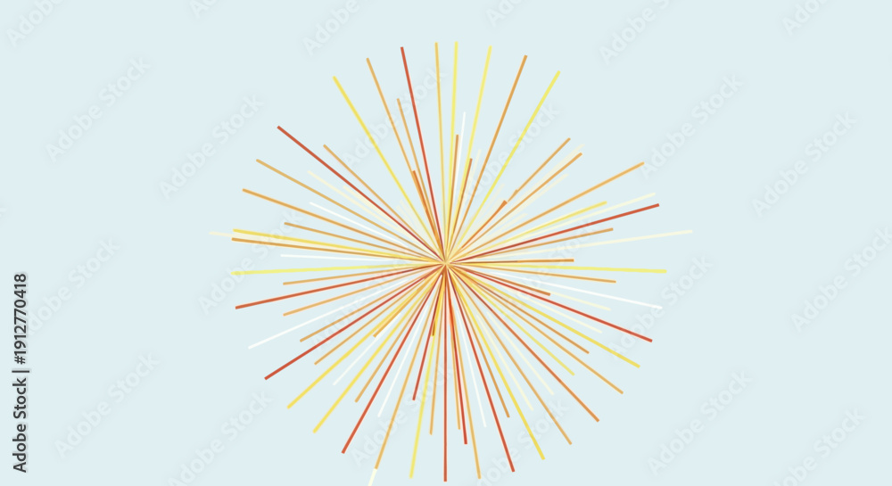 Obraz premium Abstract explosion of colorful lines radiating from center on light blue background