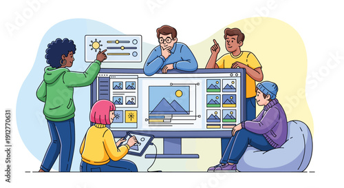 Team Collaborating on Graphic Design Project.