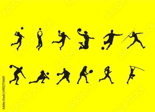 Diverse Athlete Sports Silhouette Collection