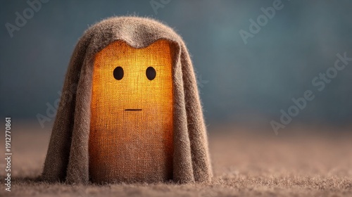 Inner Child Vulnerability Concept with Glowing Figure Under Blanket