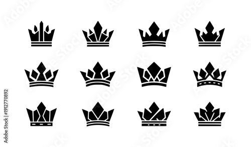 Luxury King & Queen Crown Vectors – Minimalist Royal Heraldry Icons