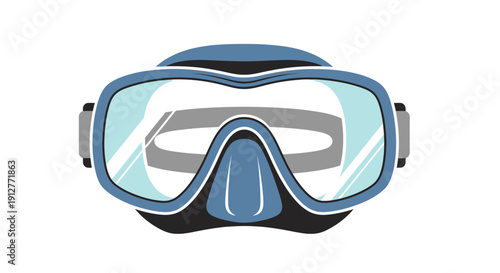Scuba diving mask illustration on a clean white background from a front viewpoint