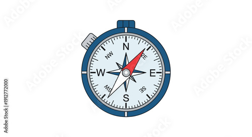 Navigating with a Compass Illustration Showing Directions and Cardinal Points
